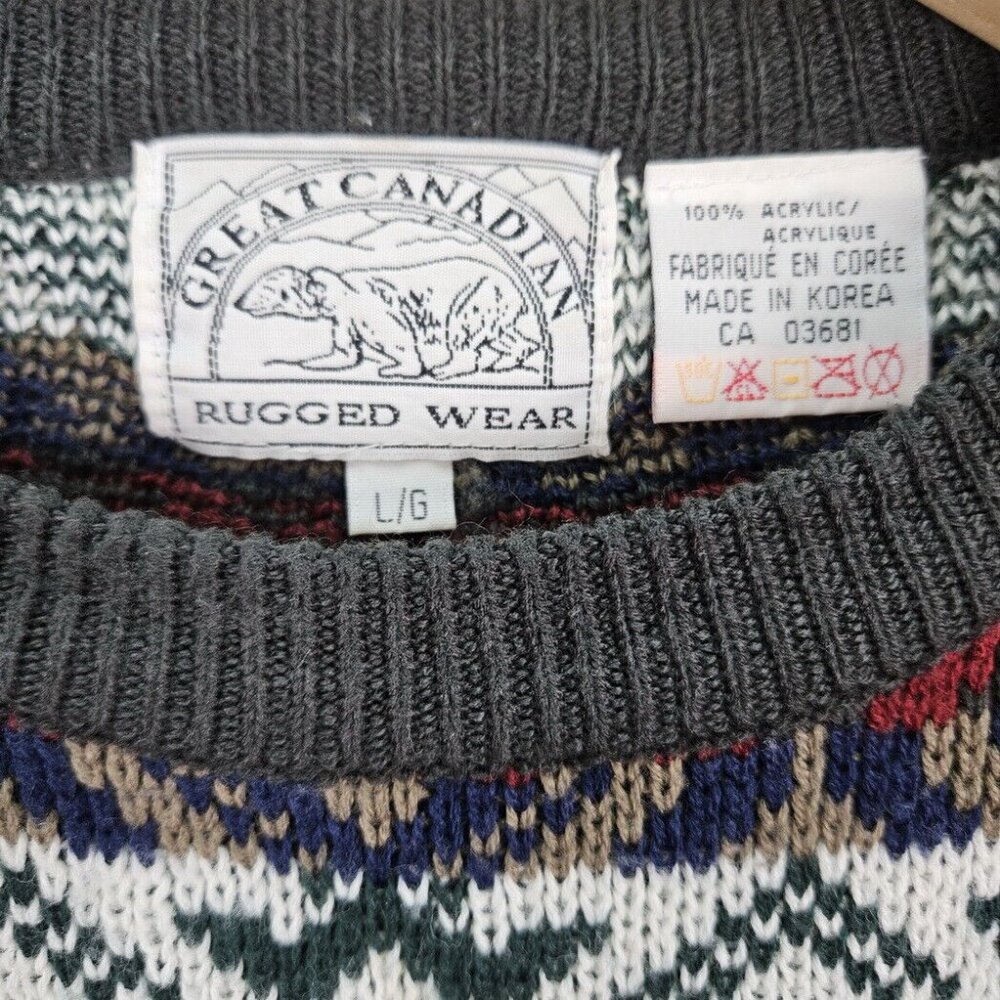 Great Canadian Rugged Wear Pattern Knit Sweater Women's Size L Long Sleeve - Picture 2 of 10